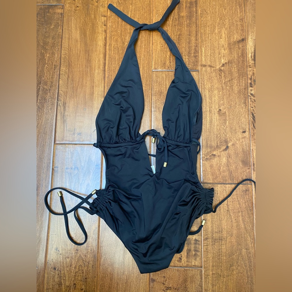 Vitamin A Black Halter One-Piece Swimsuit